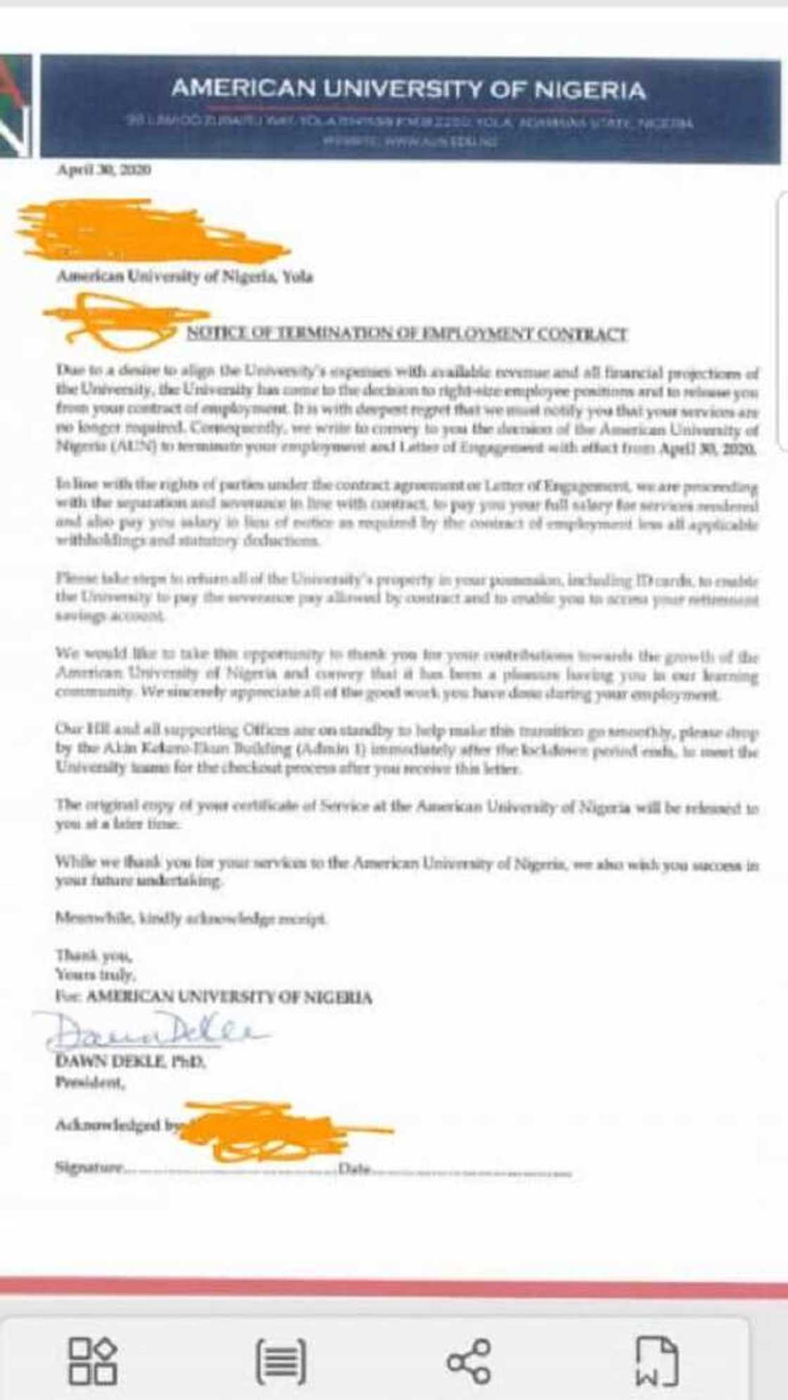 Bayan korar ma'aikata 46 a kamfanoninsa, jami'ar Atiku ta kori ma'aikata 400 Bayan korar ma'aikata 46 a kamfanoninsa, jami'ar Atiku ta kori ma'aikata 400