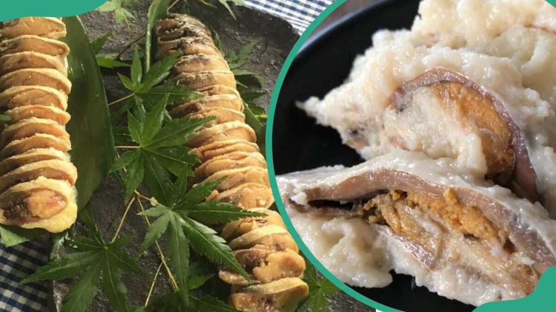 Narezushi served alongside herbs Narezushi served alongside herbs