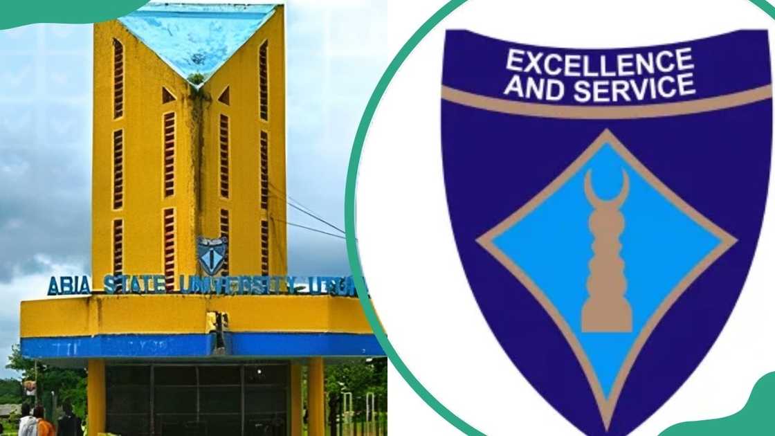 Abia State University library in Nigeria and logo. Abia State University library in Nigeria and logo.