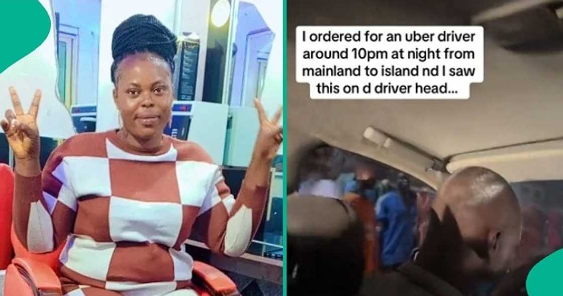 Lady cries out after seeing a strange mark on Uber driver's head. Lady cries out after seeing a strange mark on Uber driver's head.