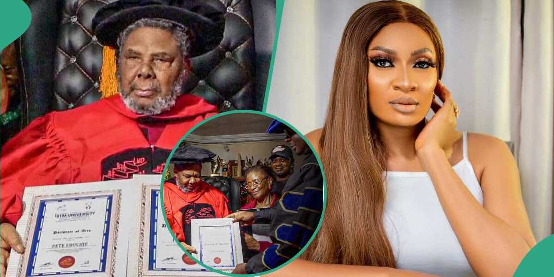 May Edochie celebrates Pete Edochie's 2 doctorate degrees.