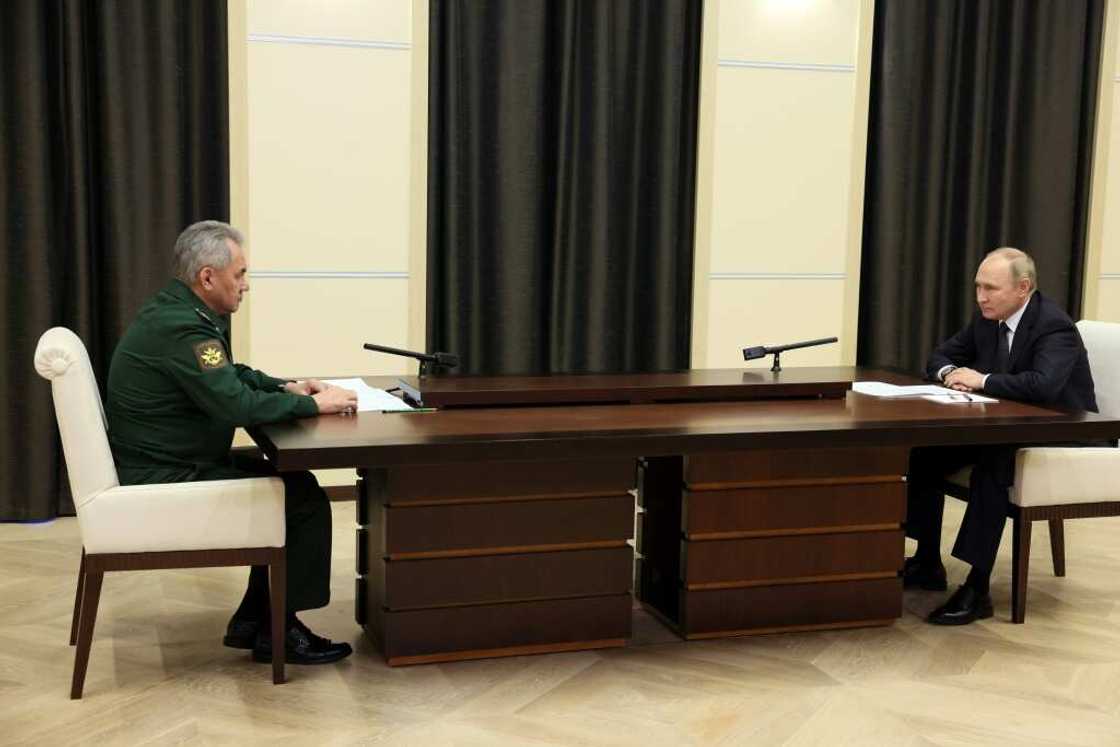 Russian President Vladimir Putin meets with Defence Minister Sergei Shoigu on October 28 Russian President Vladimir Putin meets with Defence Minister Sergei Shoigu on October 28