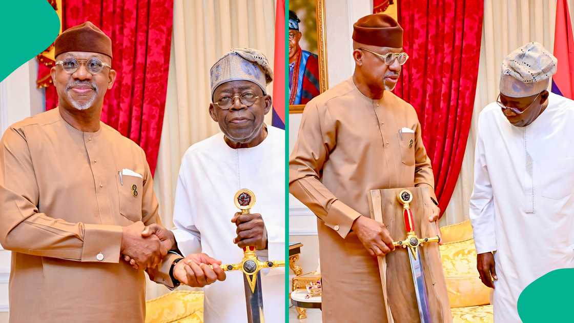 Gwamna ya ba Tinubu kyautar takobi Gwamna ya ba Tinubu kyautar takobi