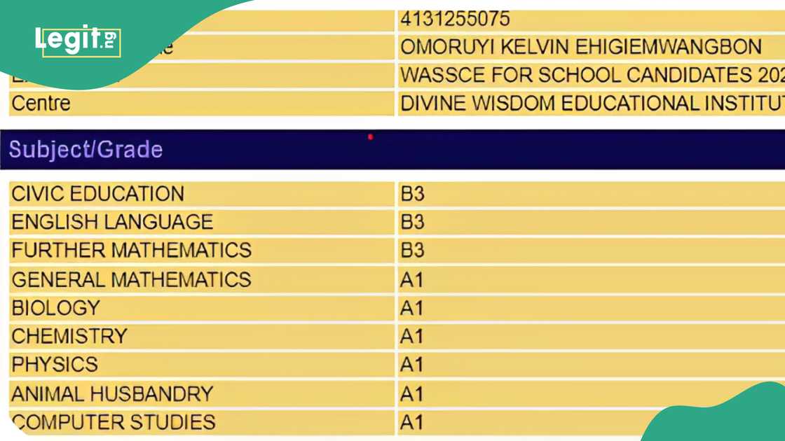 WAEC result of boy who got 362 in UTME marvels his mum