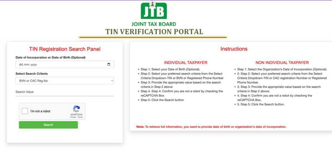 Tax Identification Number joint tax board