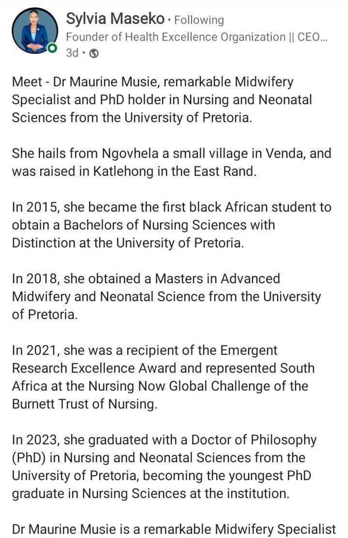 A woman took to LinkedIn to share an inspring story of a young nurse. A woman took to LinkedIn to share an inspring story of a young nurse.