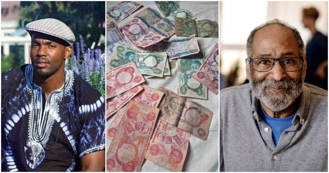 Old naira notes, young man, late grandpa Old naira notes, young man, late grandpa