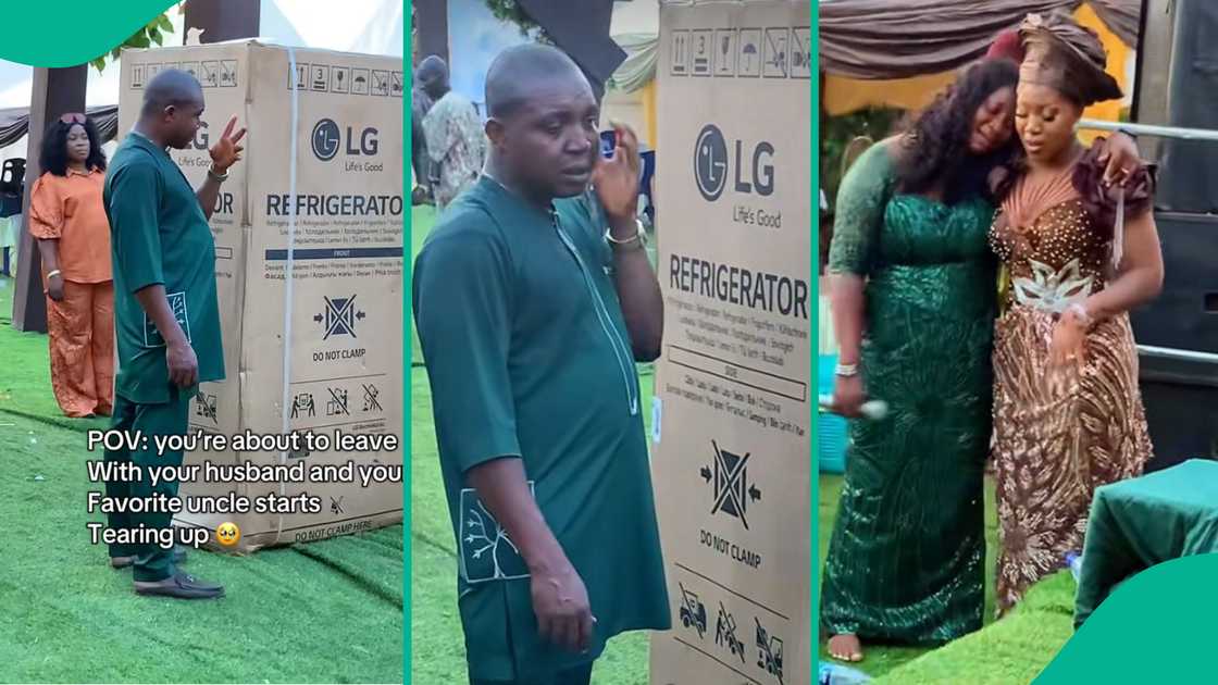 Bride emotional as her uncle breaks down in tears.