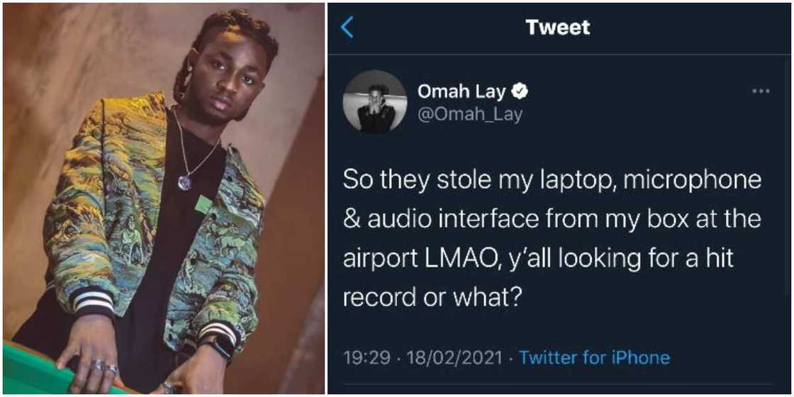 Singer Omah Lay gets robbed at airport, laments on social media Singer Omah Lay gets robbed at airport, laments on social media