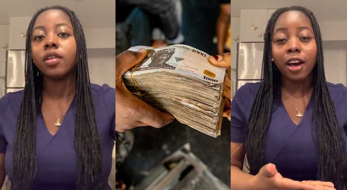 Photos of a lady living abroad who says she earns N11,600 per hour. Photos of a lady living abroad who says she earns N11,600 per hour.