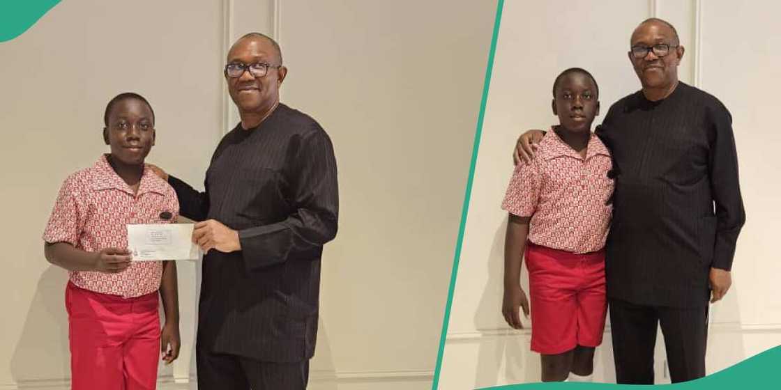 Peter Obi with a primary school kid Peter Obi with a primary school kid