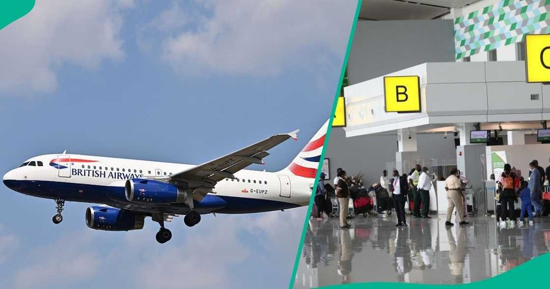 Jirgin kamfanin British Airways da jama'a filin jirgin sama. Jirgin kamfanin British Airways da jama'a filin jirgin sama.