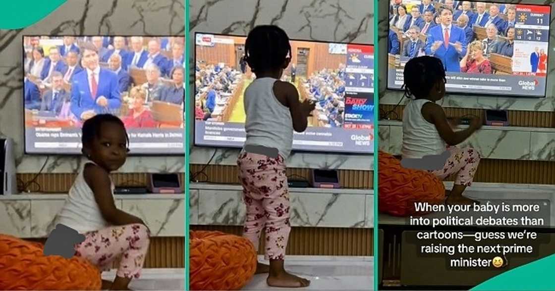 Little girl shuns cartoon network, watches political debate