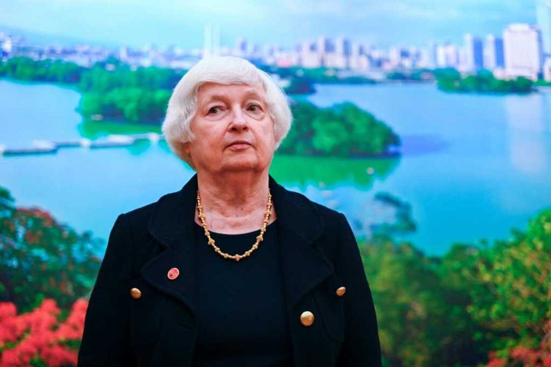 US Treasury Secretary Janet Yellen attends a gaggle with media after meeting with Chinese counterpart He Lifeng in Guangzhou US Treasury Secretary Janet Yellen attends a gaggle with media after meeting with Chinese counterpart He Lifeng in Guangzhou