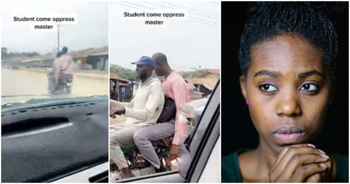 Mixed reactions as man in car laughs hard at his old headmaster after spotting him using a motorcycle in video Mixed reactions as man in car laughs hard at his old headmaster after spotting him using a motorcycle in video