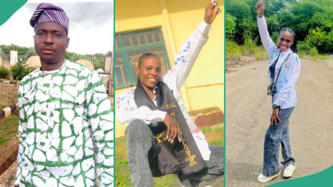 Lady celebrates after graduating from school.