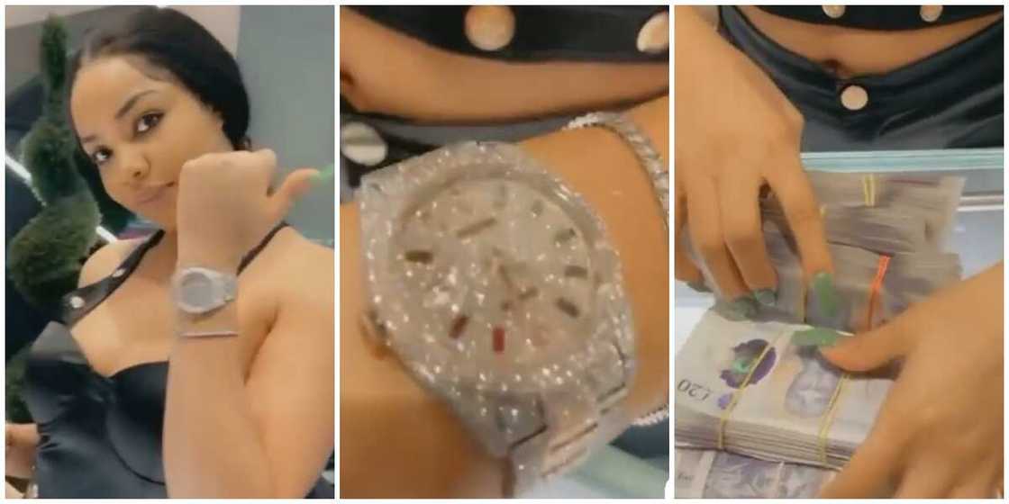 Where Una Dey See This Money? Reactions as Nengi Shows off Diamond-Encrusted Watch