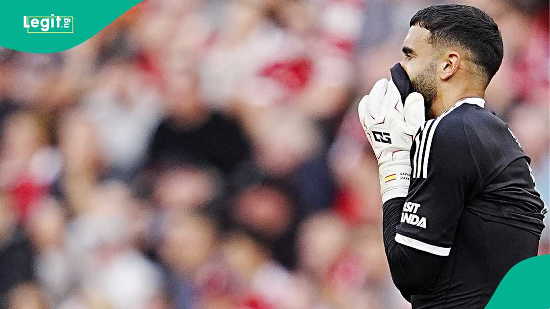 David Raya, Arsenal, Liverpool, Anfield, England, Premier League. David Raya, Arsenal, Liverpool, Anfield, England, Premier League.
