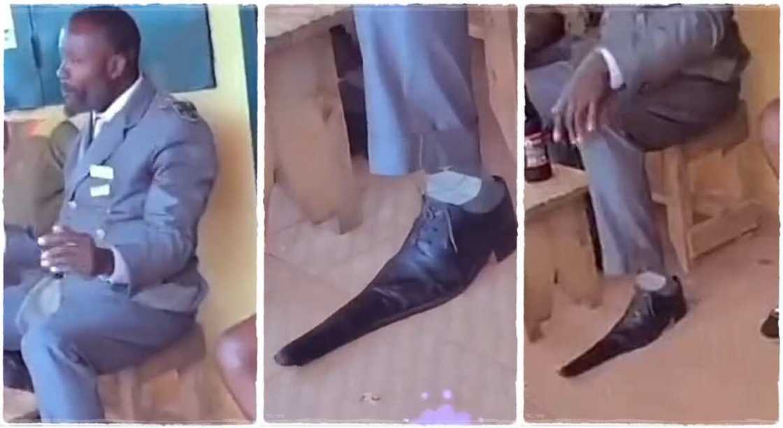 Man goes viral after wearing long shoe. Man goes viral after wearing long shoe.