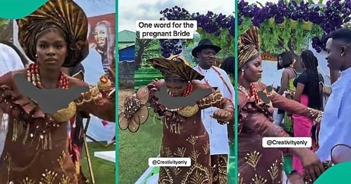 Heavily pregnant bride shows off her dance moves on her wedding day. Heavily pregnant bride shows off her dance moves on her wedding day.