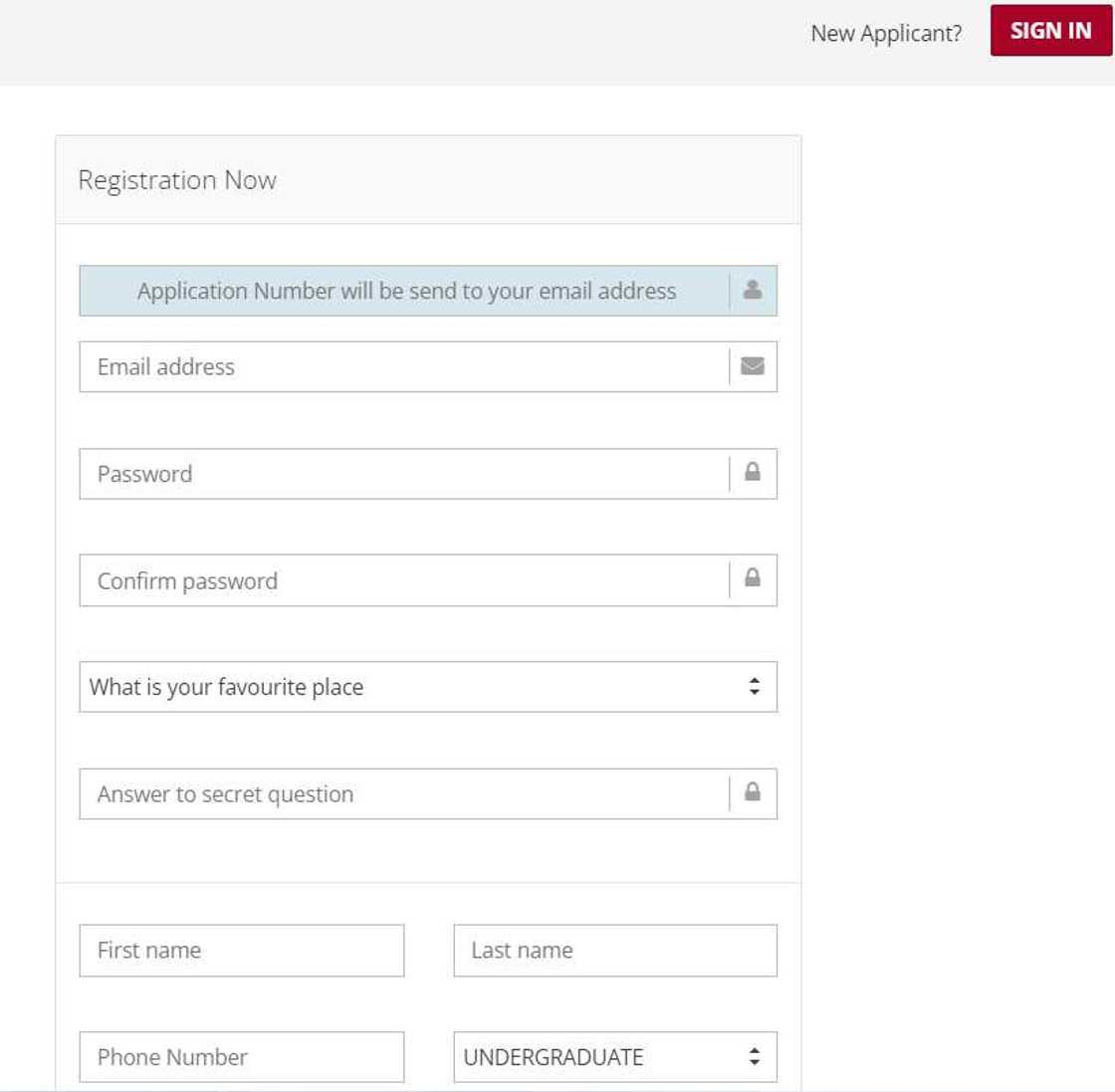 Crescent University application form