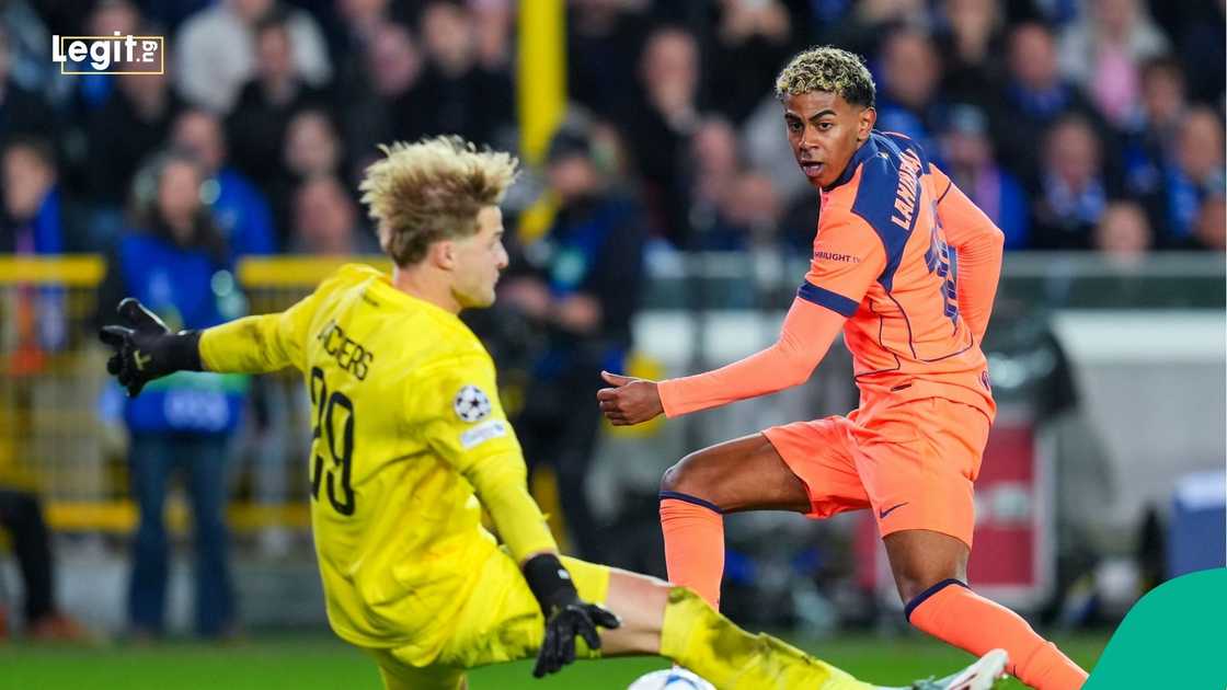 Lamine Yamal, Barcelona, Football, UEFA, Champions League, Club Brugge, Belgium.