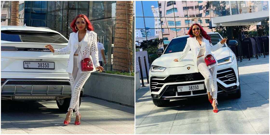 BBNaija's Mercy stuns in all-white outfit, poses with Lamborghini ride in Dubai BBNaija's Mercy stuns in all-white outfit, poses with Lamborghini ride in Dubai