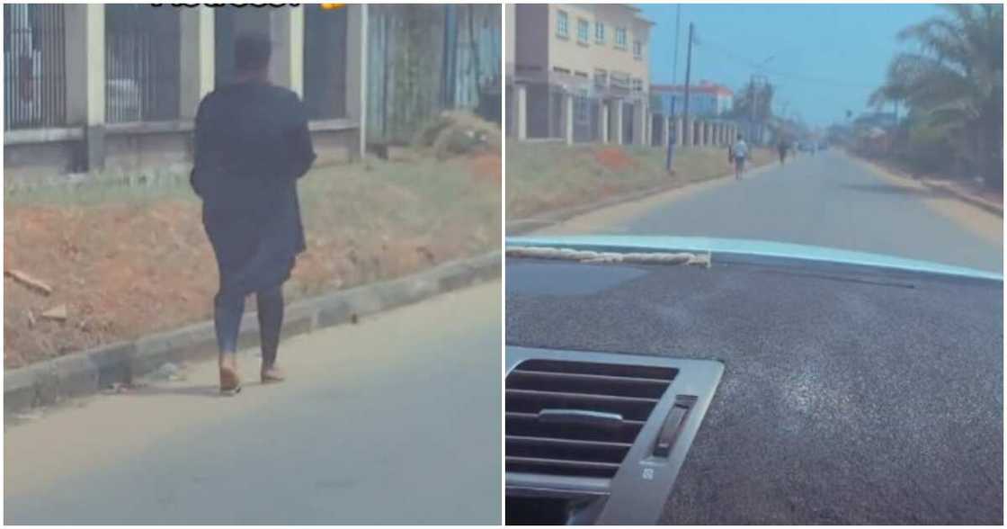 Mixed reactions as man shares video of Nollywood actress he spotted trekking on road Mixed reactions as man shares video of Nollywood actress he spotted trekking on road