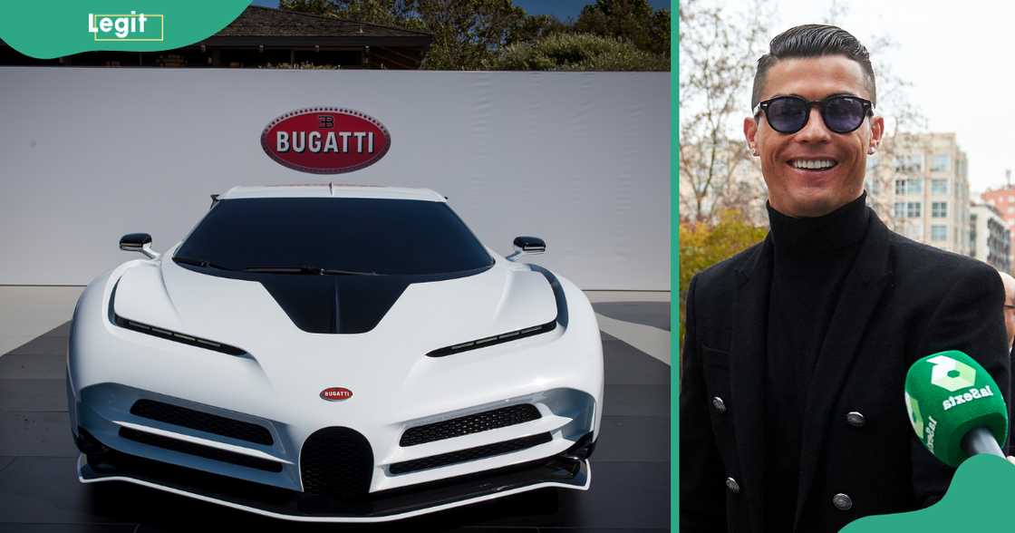 The Bugatti Centodieci and Cristiano Ronaldo. The Bugatti Centodieci and Cristiano Ronaldo.