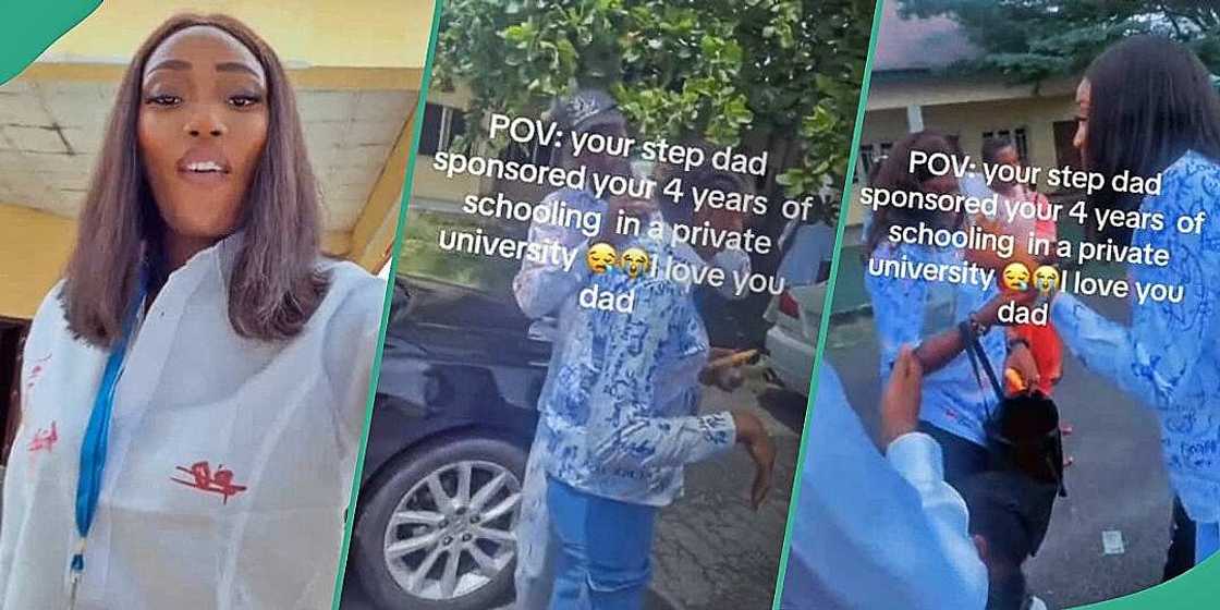 Lady appreciates stepfather's support for her education Lady appreciates stepfather's support for her education