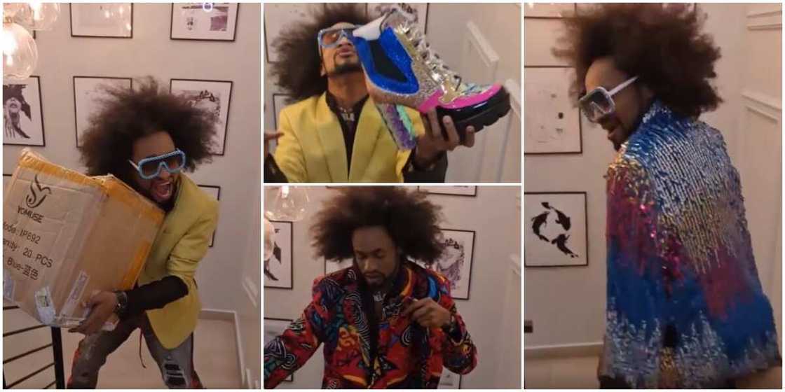 Veteran actress Regina Askia gifts Denrele lovely outfits and sequin boots for Valentine Veteran actress Regina Askia gifts Denrele lovely outfits and sequin boots for Valentine