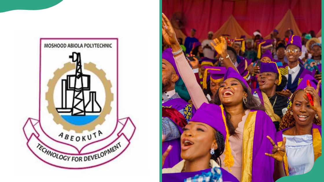 The Moshood Abiola Polytechnic Abeokuta logo and graduates