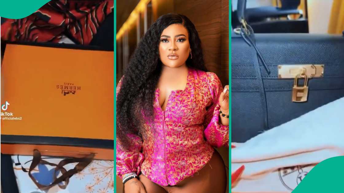 Nkechi Blessing reportedly unboxes fake Hermes Birkin bag.