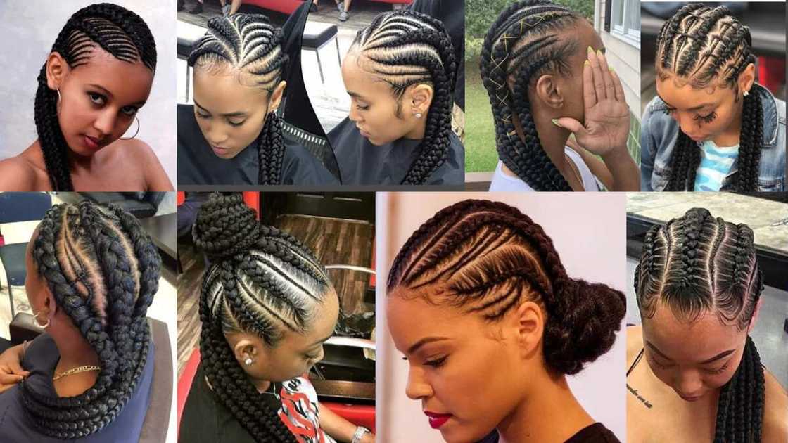 Mixed maxi and mini cornrows Mixed maxi and mini cornrows