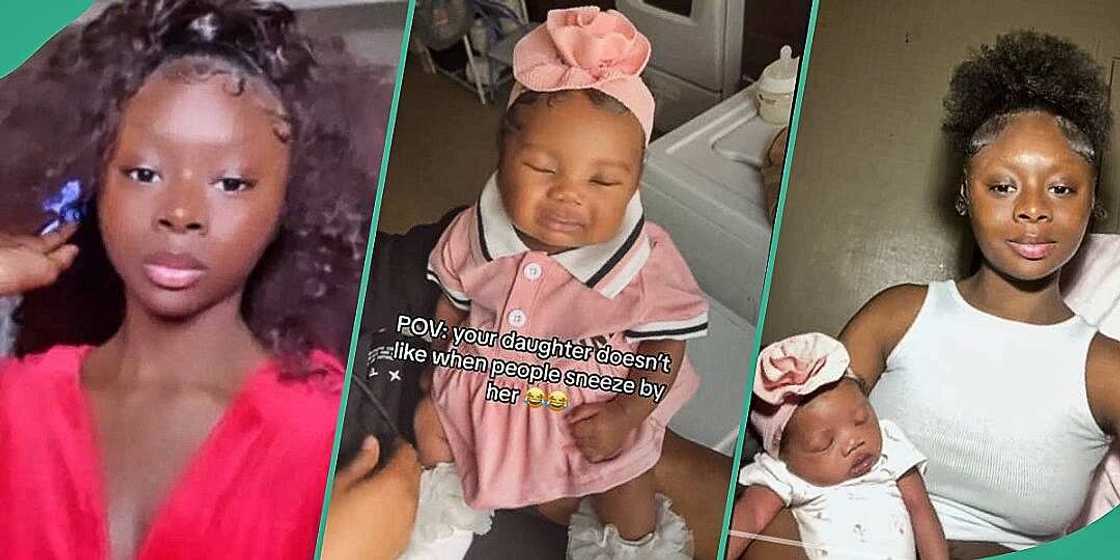 Mum shares how daughter reacts to sneezing Mum shares how daughter reacts to sneezing