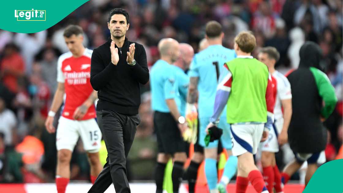 Mikel Arteta, Arsenal, Brentford, Emirates Stadium, London, England, Premier League. Mikel Arteta, Arsenal, Brentford, Emirates Stadium, London, England, Premier League.