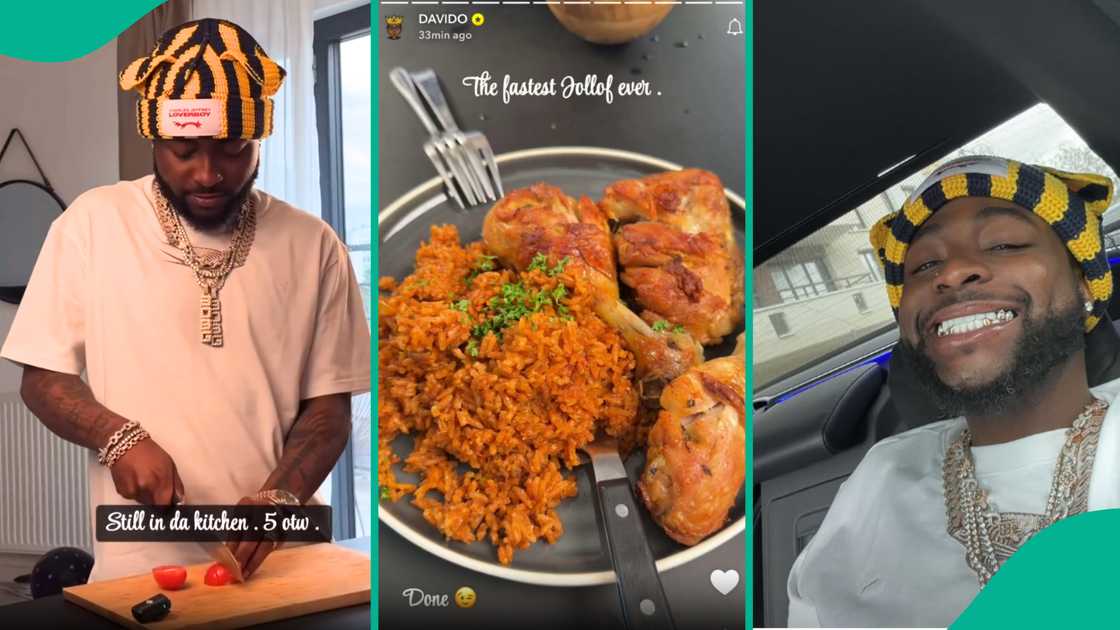 Davido cooks jollof rice. Davido cooks jollof rice.