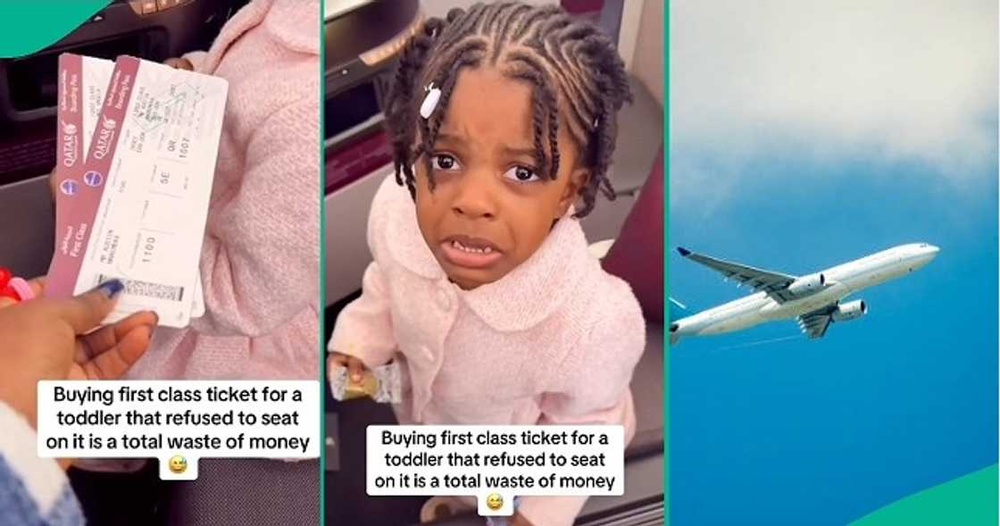 Little girl with first-class ticket refuses to sit during flight Little girl with first-class ticket refuses to sit during flight