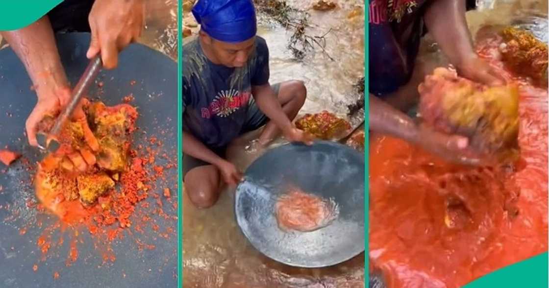 Man extracts 'gold' from river Man extracts 'gold' from river