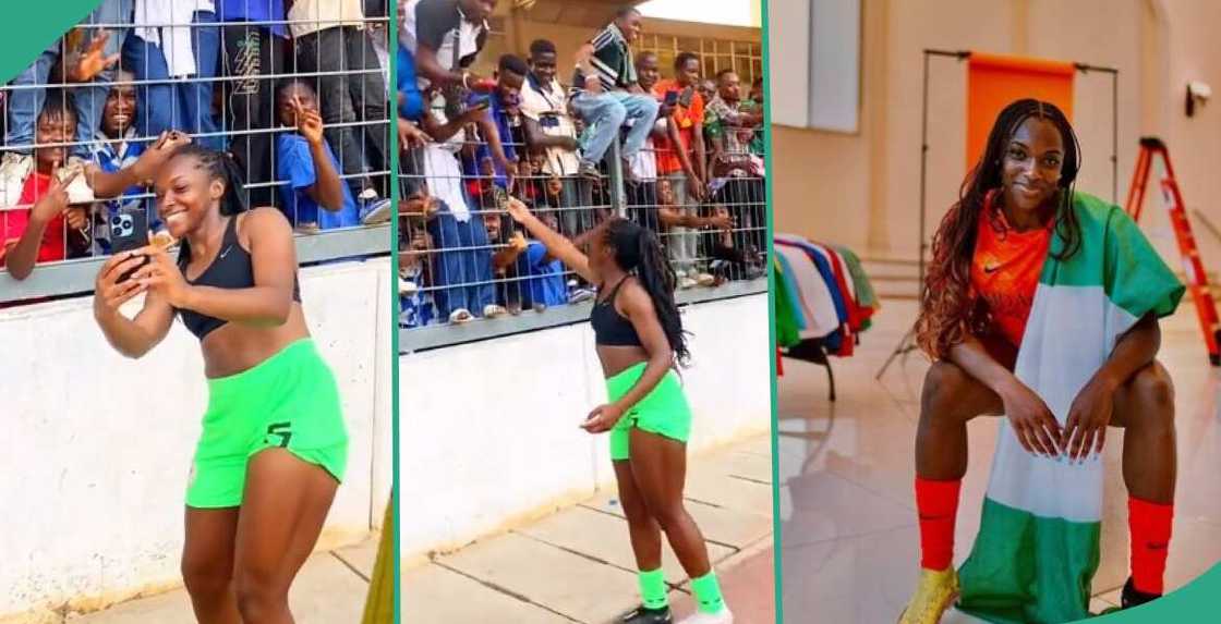 Michelle Alozie stuns many as she takes selfies suing fans' phones Michelle Alozie stuns many as she takes selfies suing fans' phones