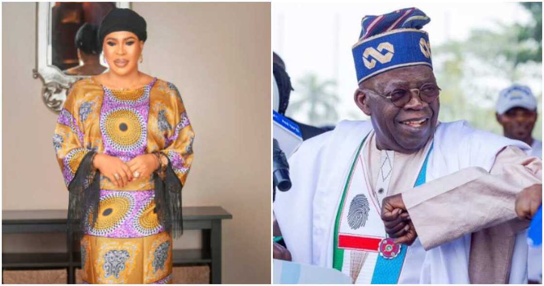 Actress Faithia Balogun and her presidential candidate Tinubu