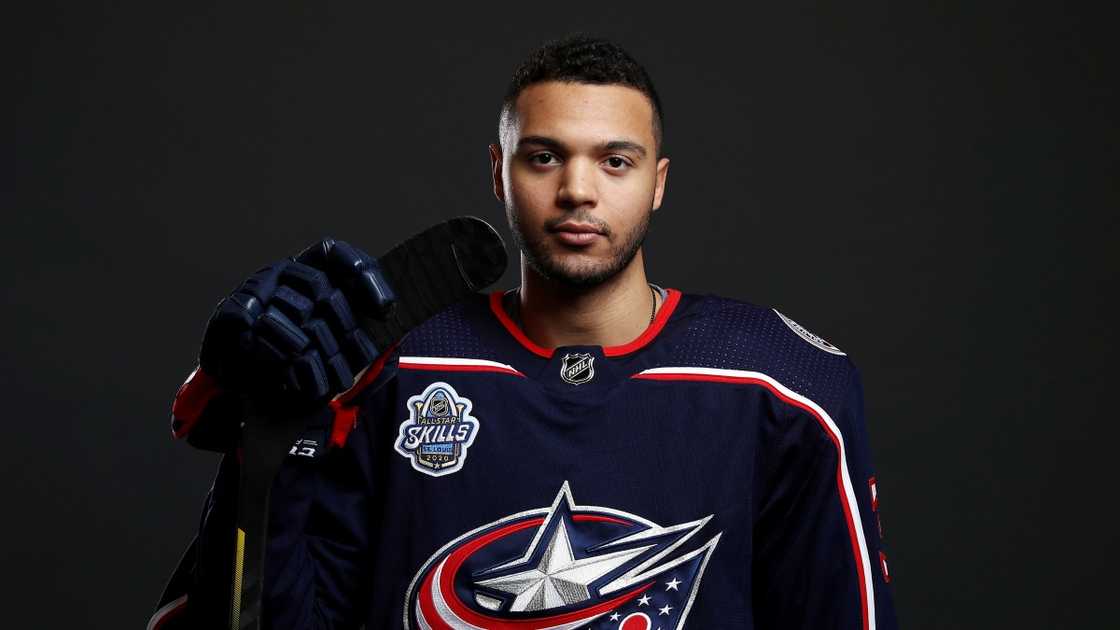 Seth Jones of the Columbus Blue Jackets poses for a portrait. Seth Jones of the Columbus Blue Jackets poses for a portrait.