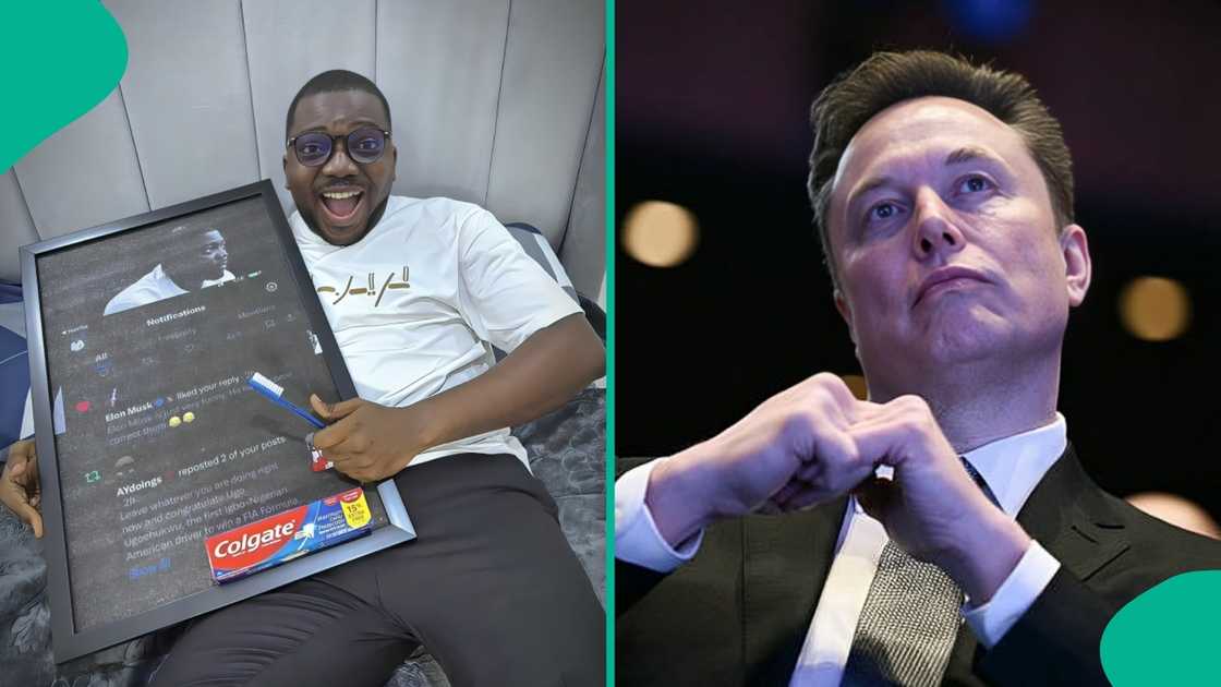 Elon Musk likes the comment tweet of Nigerian man Dr Farouk on X. He frames it and shares his excitement online.