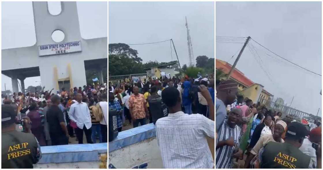 Osun Poly lecturers protest/Adeleke suspends Osun Poly Rector/ Osun Poly Rector suspended/Dr Tajudeen Odetayo Osun Poly lecturers protest/Adeleke suspends Osun Poly Rector/ Osun Poly Rector suspended/Dr Tajudeen Odetayo