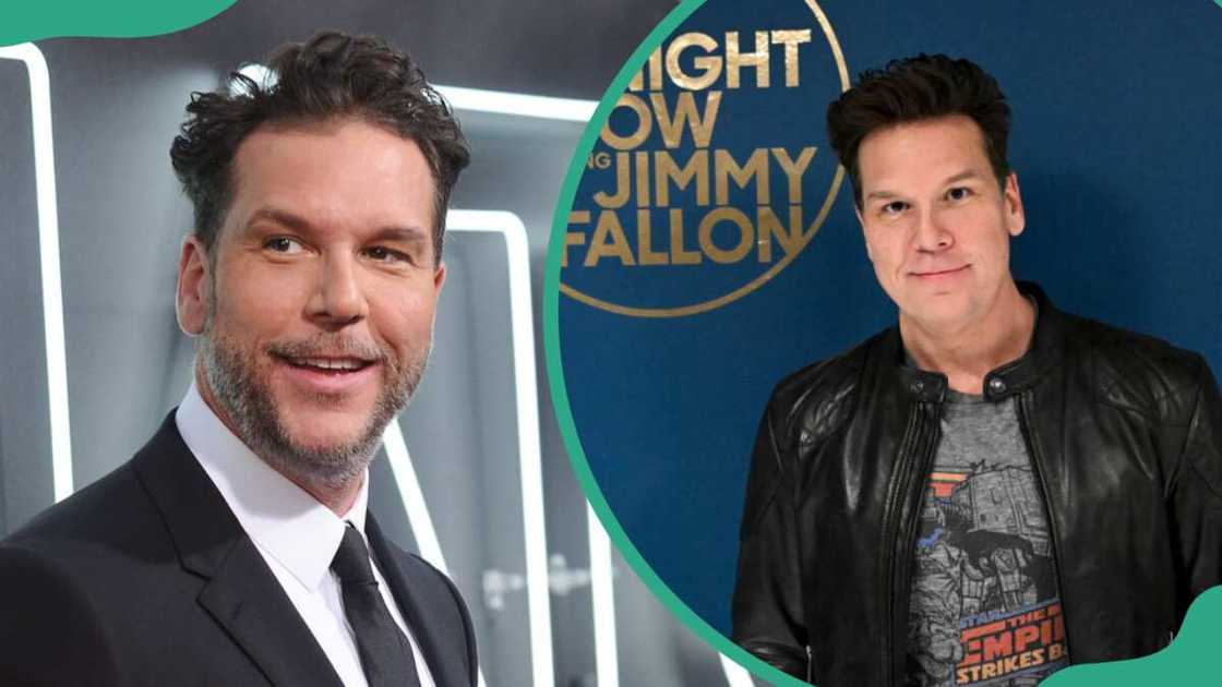 Dane Cook at the premiere of Starz's American Gods (L). The comedian at The Tonight Show by Jimmy Fallon (R)