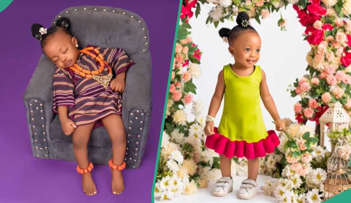 Little baby rocks aso-oke outfit for birthday photoshoot