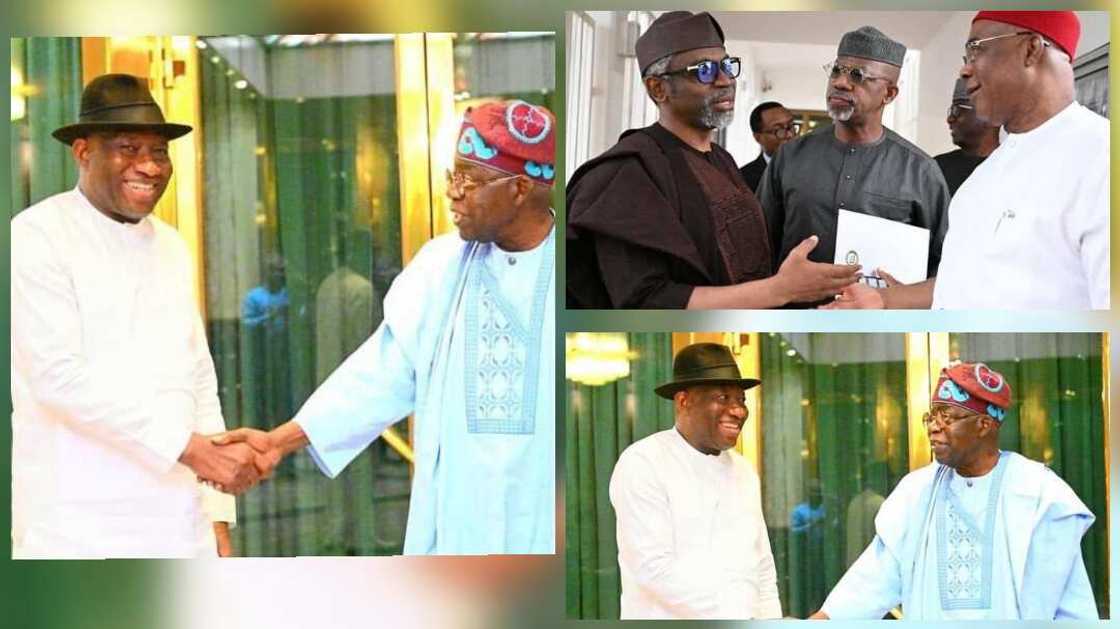 Hotunan ganawar Jonathan da shugaba Tinubu a Villa. Hotunan ganawar Jonathan da shugaba Tinubu a Villa.