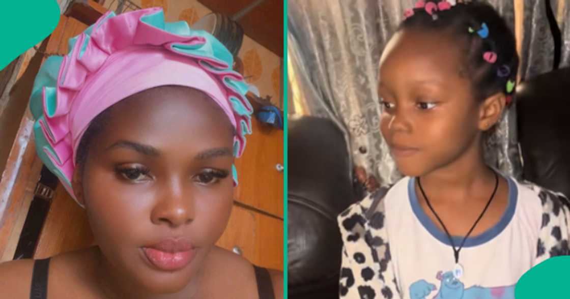 Mum displays what her daughter wrote in her school workbook about her family. Mum displays what her daughter wrote in her school workbook about her family.