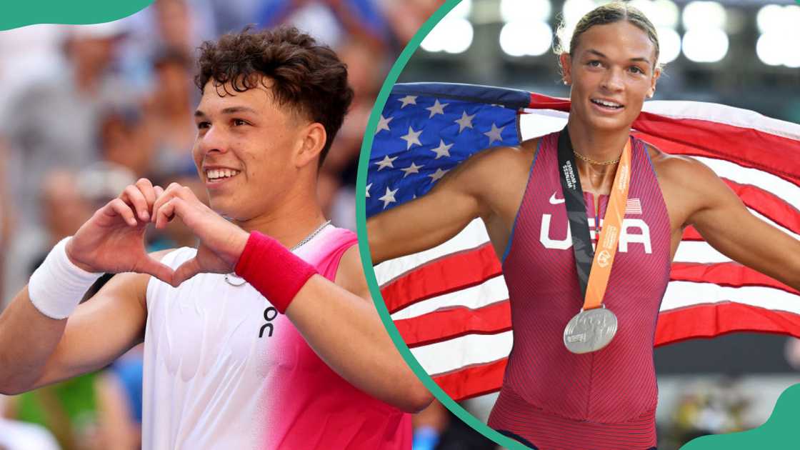 Ben Shelton at the USTA Billie Jean King National Tennis Center (L)Silver medalist Anna Hall at the National Athletics Centre in Budapest, Hungary (L)