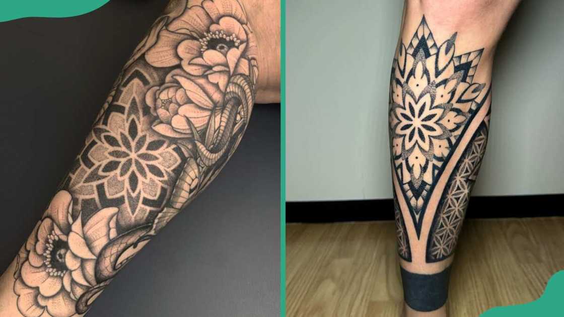 Mandala with floral tattoos